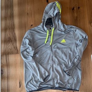 Adidas Gray Jacket with Neon Yellow Highlights